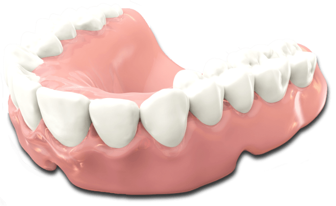 floating dentures. For visual effect, dentures don't actually float